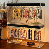 水晶手串收纳盒高级防尘亚克力感应亮灯文玩手链手镯展示柜置物架