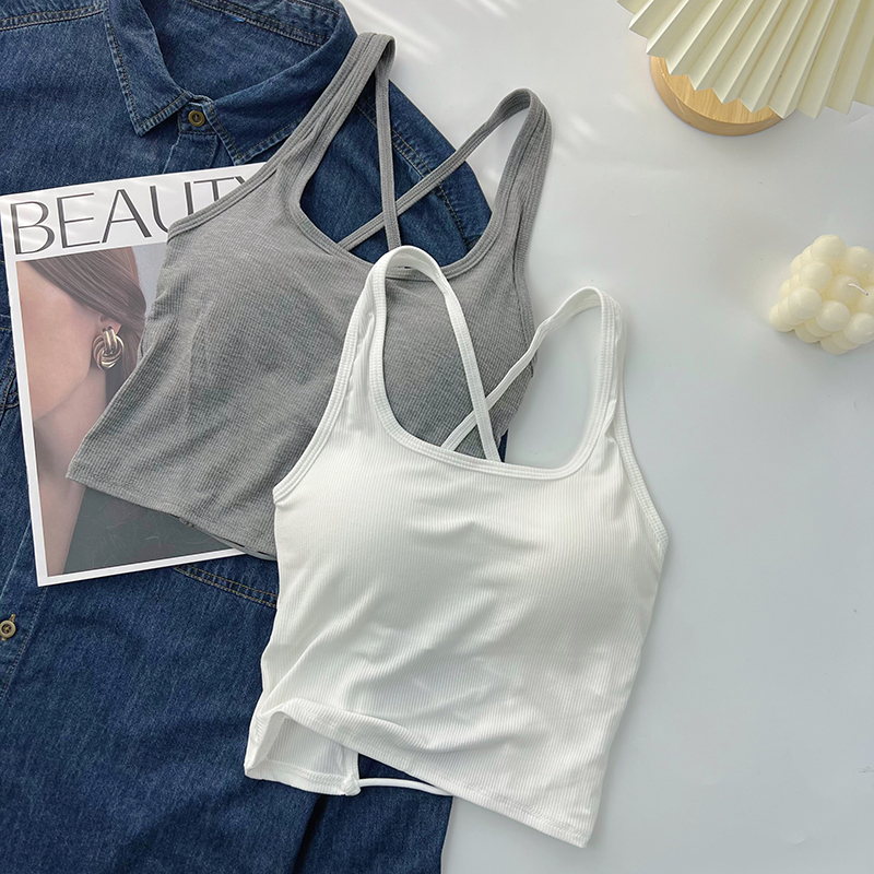 性感交叉吊带背心修身显瘦可外穿