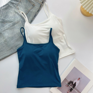 自留款 基础Bi备带胸垫性感U领遮副乳吊带背心亲肤好穿内搭打底女
