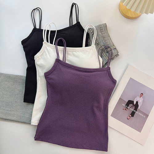 双肩带美背小吊带背心女