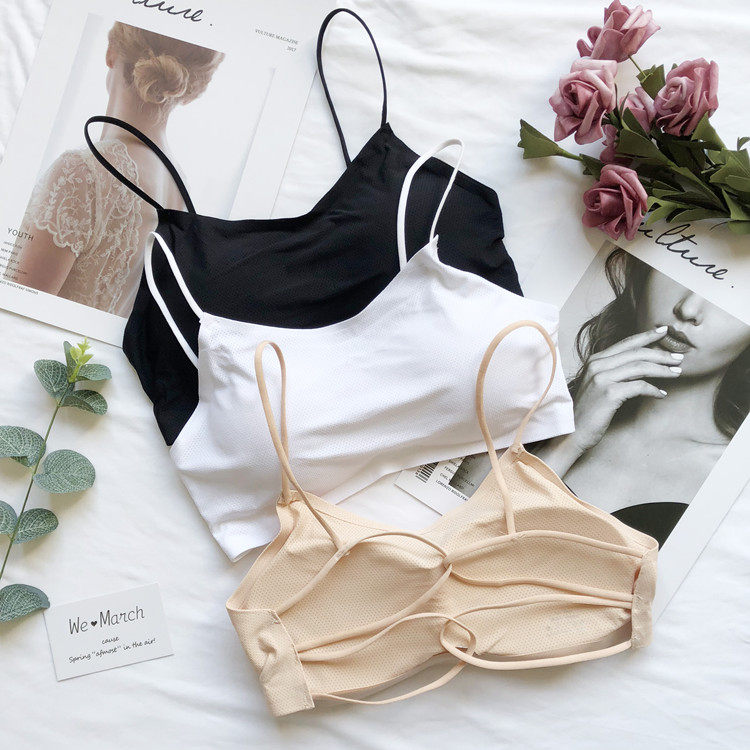 冰丝抹胸内衣学生打底防走光少女裹胸美背吊带背心交叉带夏季