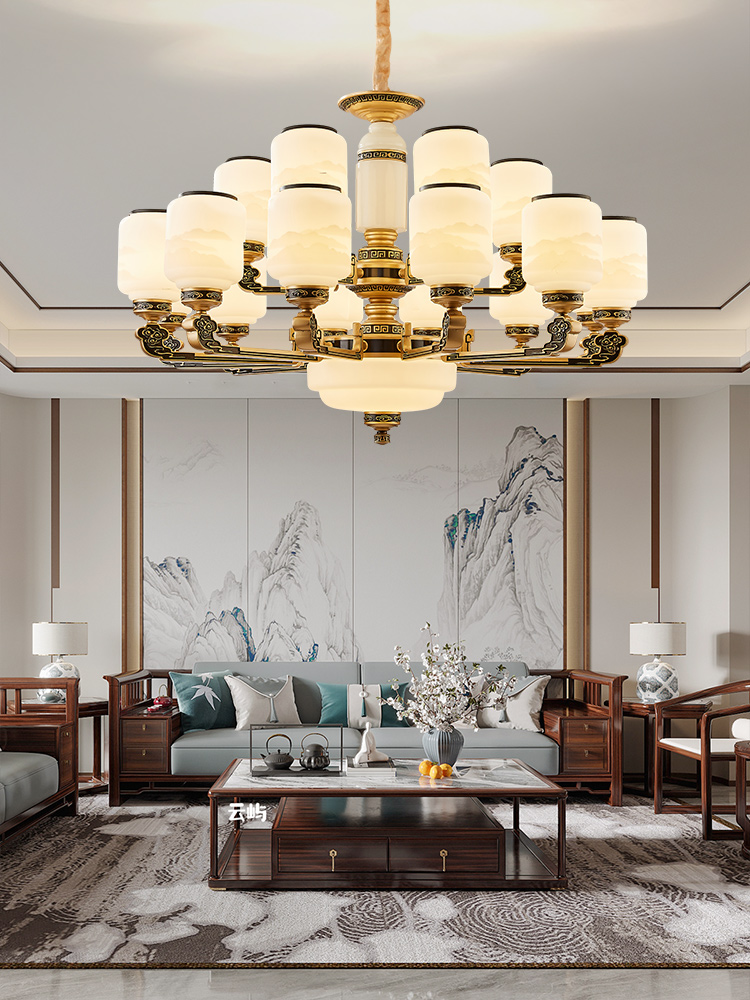 客厅新中式现代简约锌合金别墅