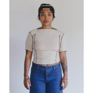 【现货】丹麦Baserange Omato 3/4 Dylan Beige 有机棉  短袖上衣