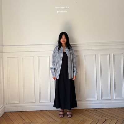 【现货】丹麦Baserange Claude Shirt Blue Check 有机棉衬衫上衣