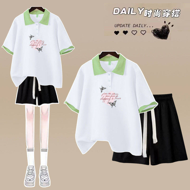 可爱少女运动套装女夏季短袖短裤学生韩版宽松显瘦休闲两件套减龄