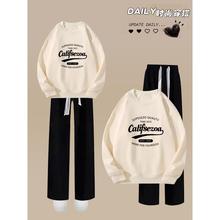 初中生圆领卫衣少女大童秋装2025新款爆款高中学生洋气学院风套装