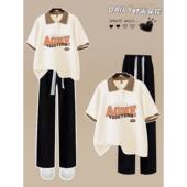 中学生休闲宽松两件套高中生夏装 套装 女 初中生少女学院风短袖 夏季