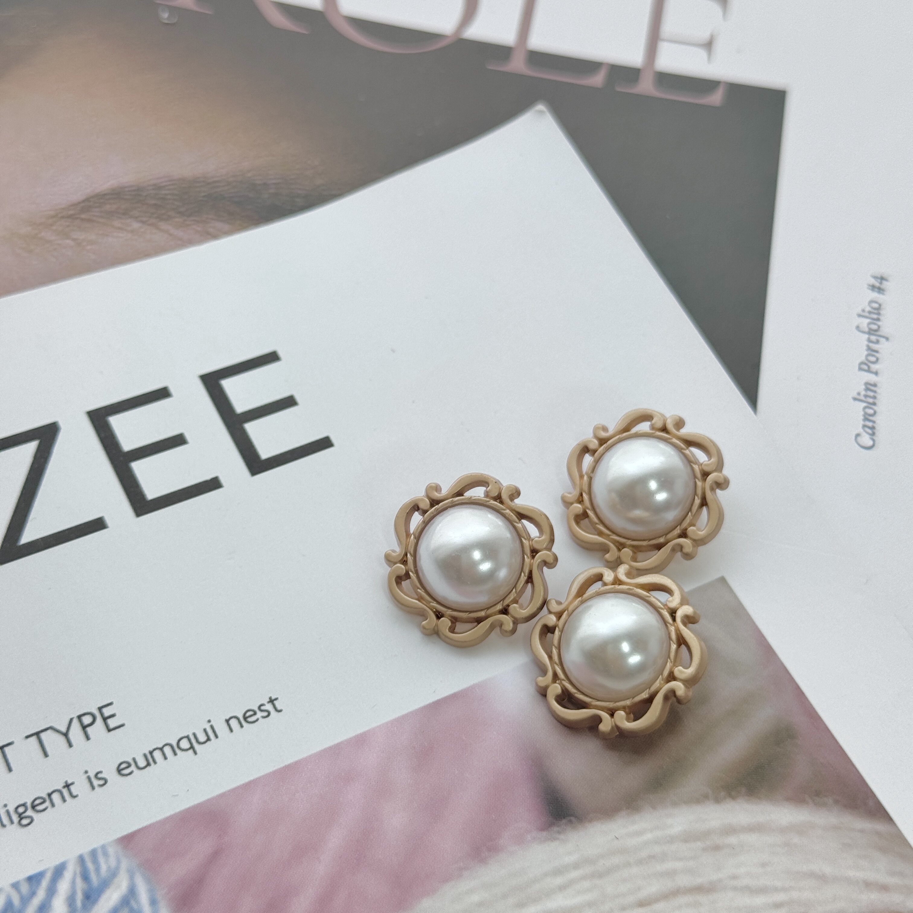 复古做旧仿珍珠金属纽扣高端精致时尚毛衣开衫高档中式旗袍钮扣