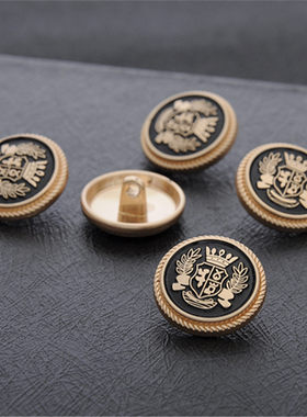 高档风衣金属磨砂圆形纽扣 大衣衬衫西装外套扣子黑色金边钮扣