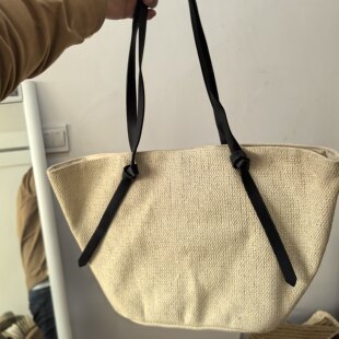 欧系大草编手提包女托特度假手拎拍照设计师款孤品随身出片ins风