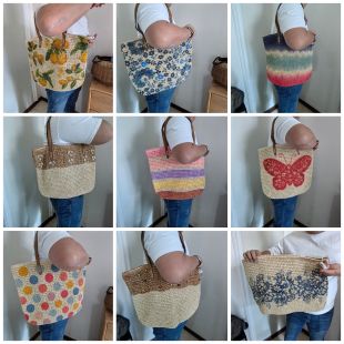 新款手工编织拉草包女沙滩夏天单肩包度假旅游拍照出片印花小众