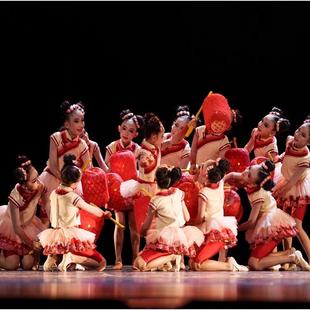 第十二届小荷风采灯火儿童演出服女童蓬蓬纱裙表演中国红灯笼舞蹈