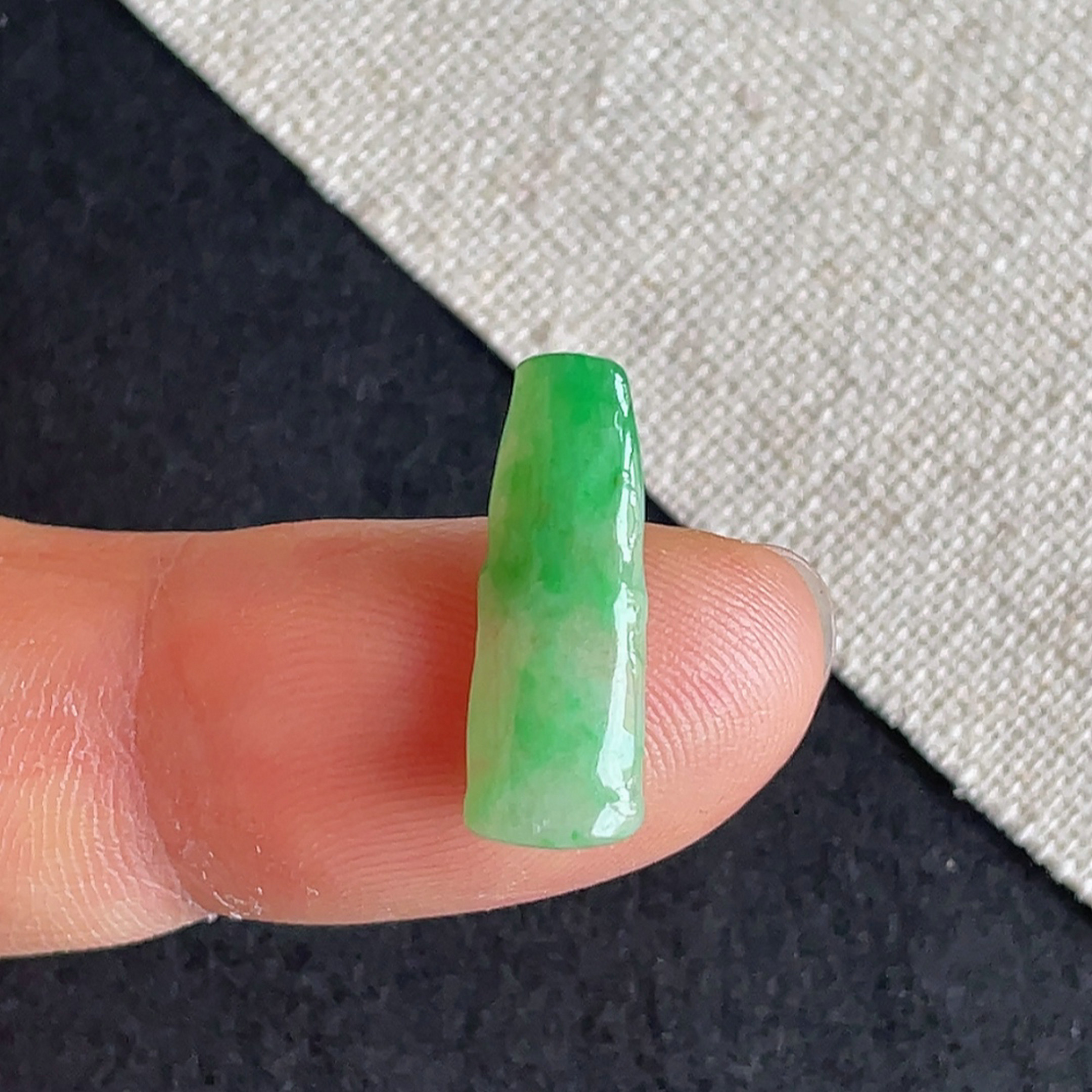 飘阳绿竹节戒面天然翡翠a货老坑裸石女款颈饰 附证书金晶