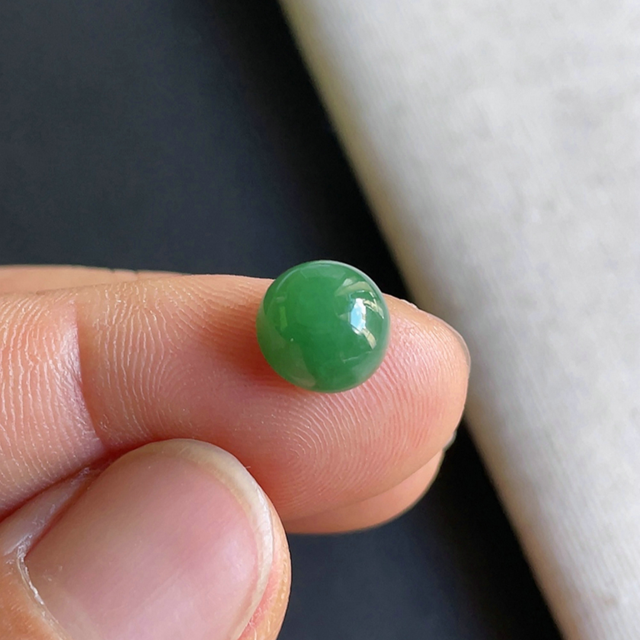 0916-7天然老坑冰糯种阳绿蛋面戒面 翡翠A货送证书～金晶翡翠