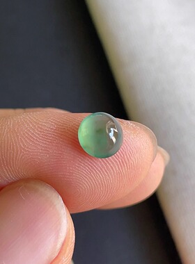0821-8天然老坑冰种蓝水蛋面戒面 翡翠A货送证书～金晶翡翠