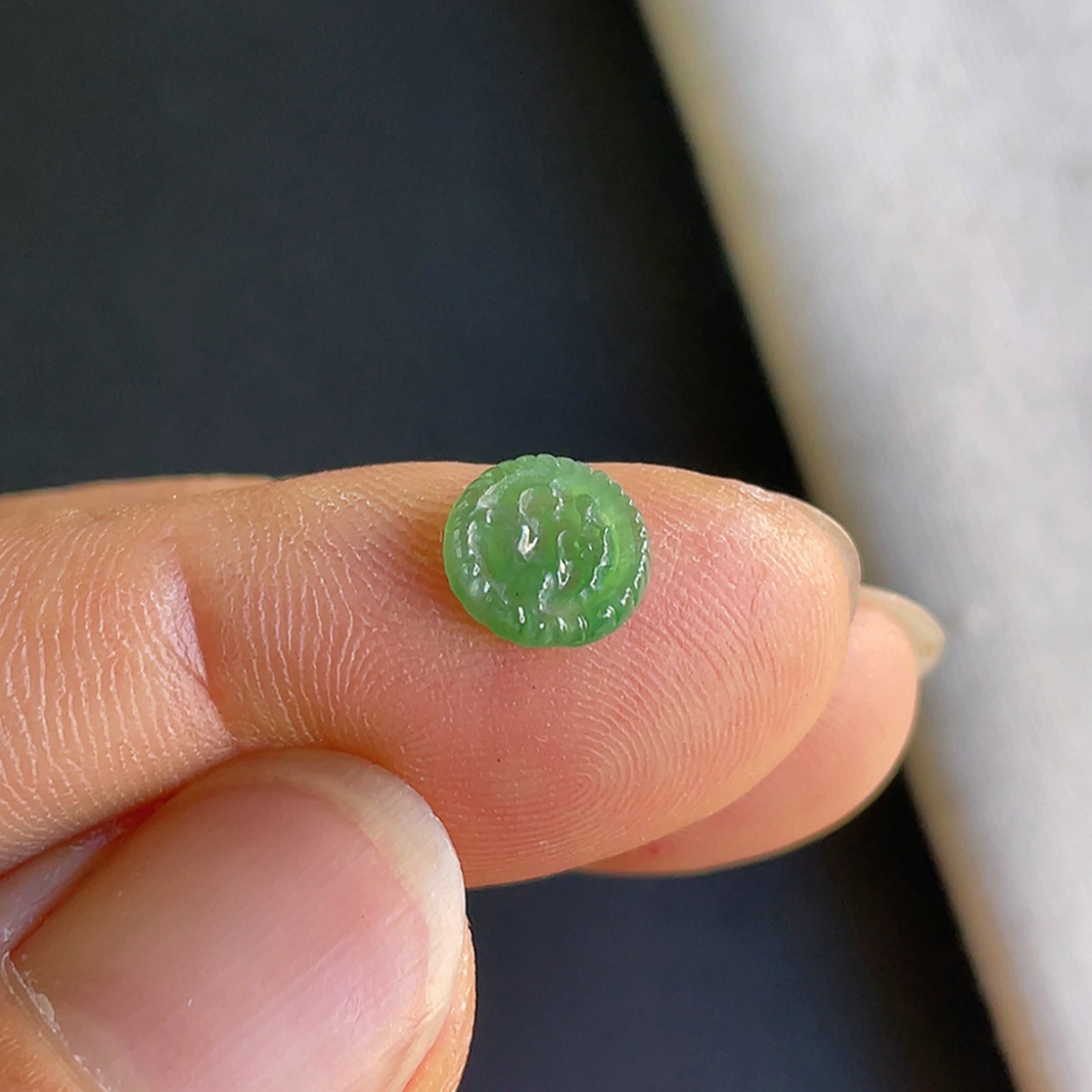 0926-7天然老坑冰种满绿花开富贵戒面 翡翠A货送证书～金晶翡翠