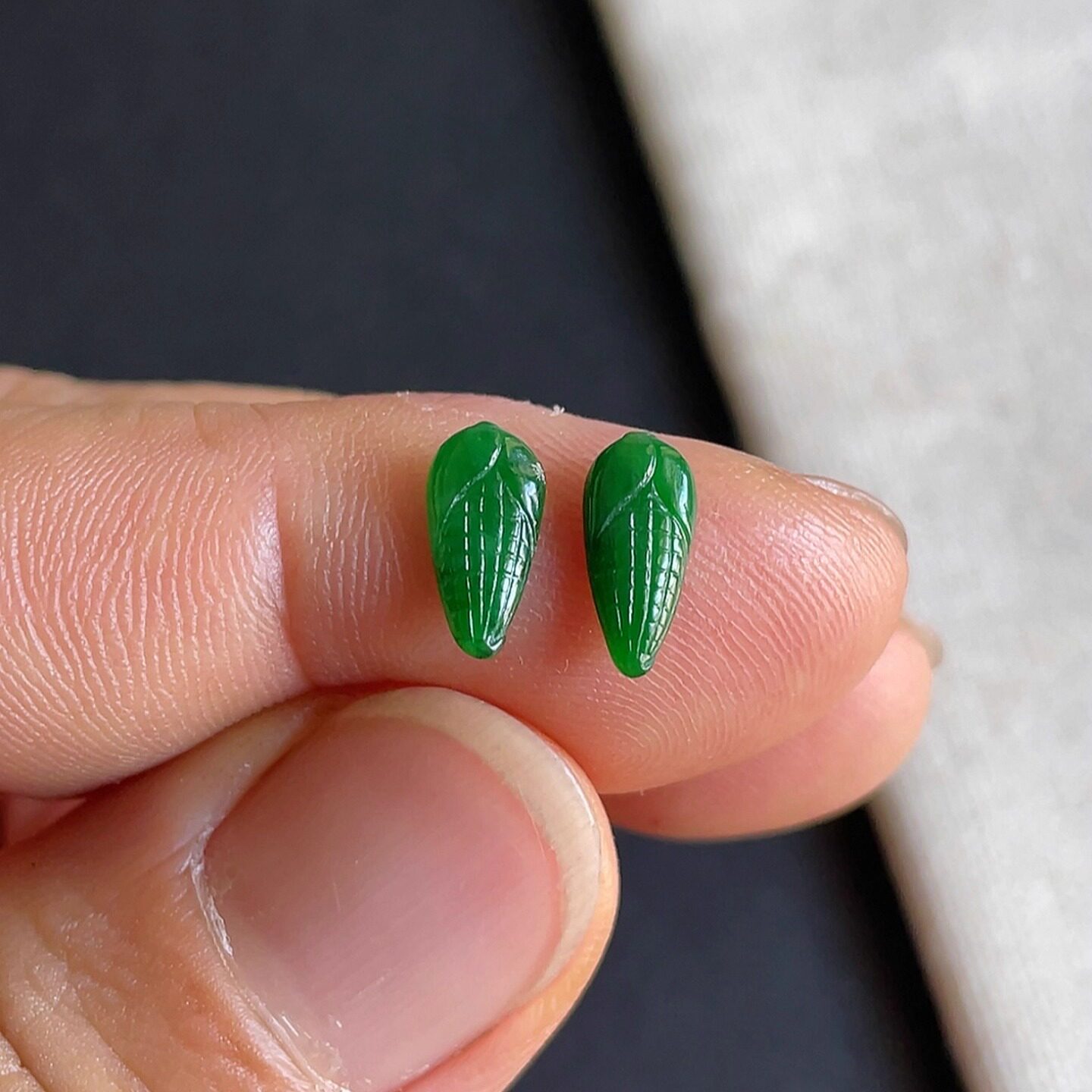 冰种玉米老坑天然耳环阳绿