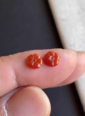 0209-11天然老坑冰种红翡花开富贵戒面一对翡翠A货送证书金晶翡翠