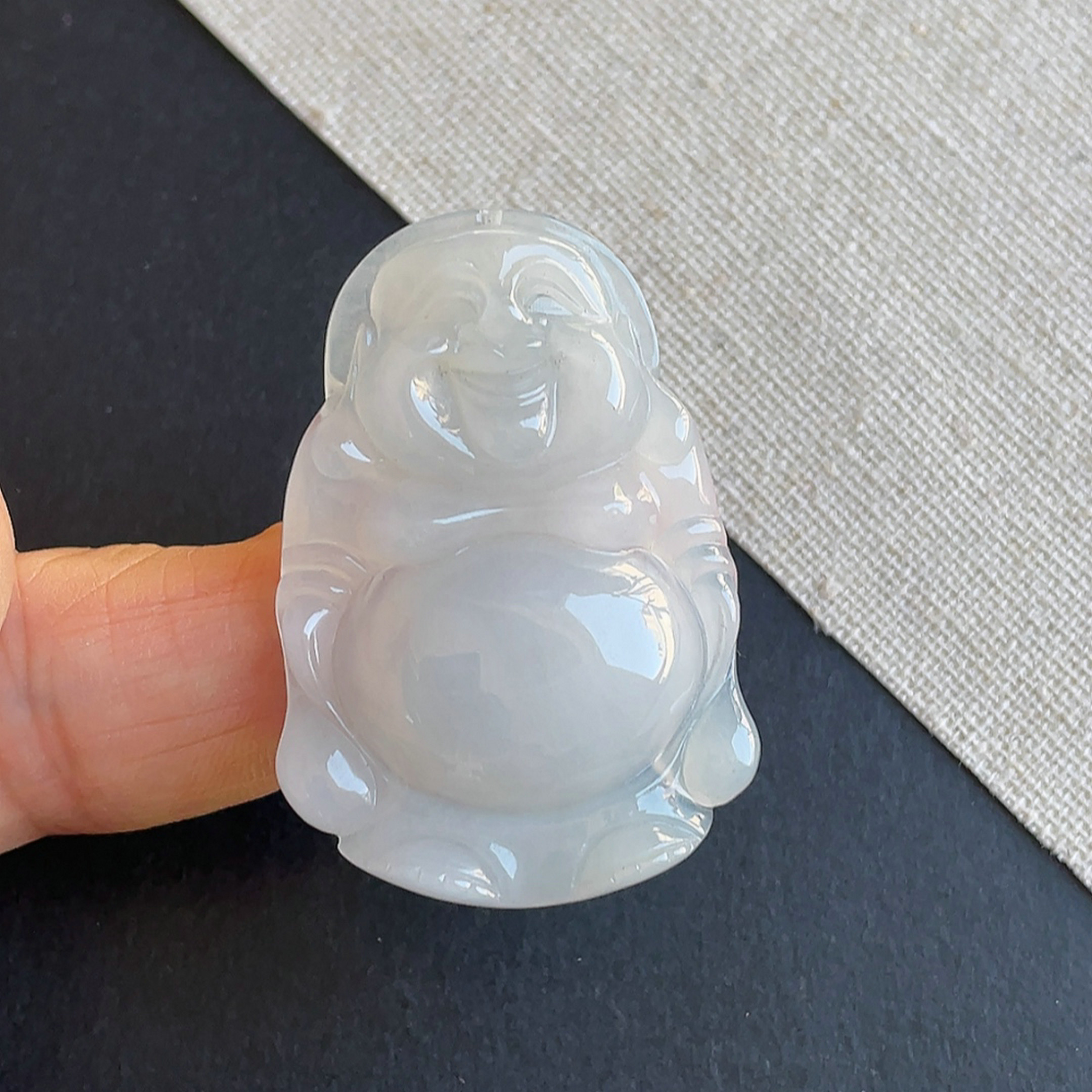 天然翡翠白净站佛吊坠老坑玉石