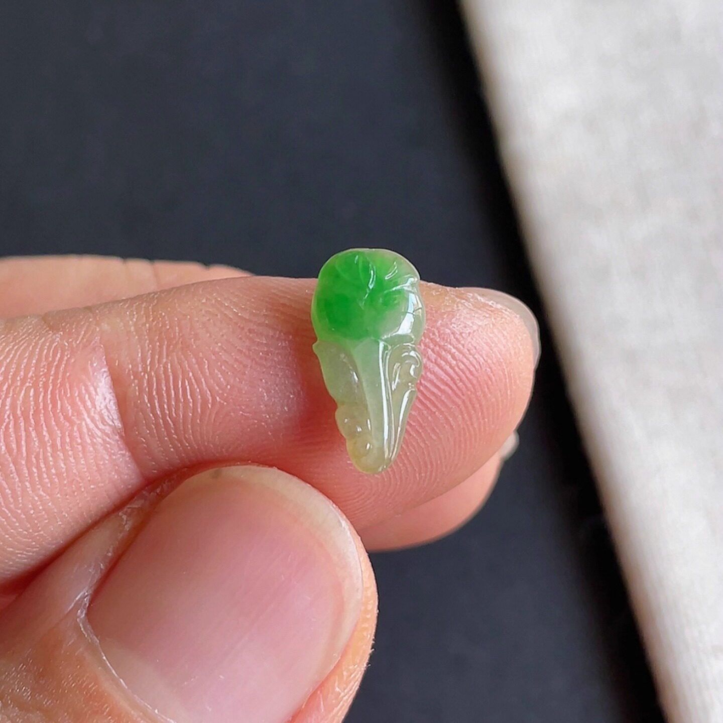 0812-4天然老坑冰糯种飘阳绿玫瑰戒面 翡翠A货送证书～金晶翡翠