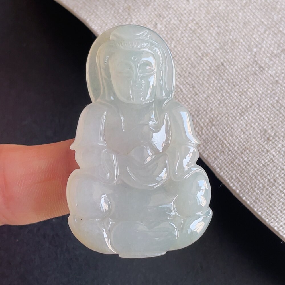 翡翠冰糯种观音吊坠男女款颈饰