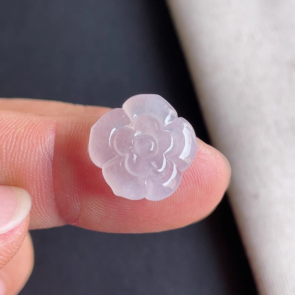 0908-6天然老坑冰种紫色花开富贵戒面 翡翠A货送证书～金晶翡翠