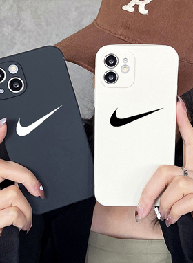 网红欧美潮牌新款11nike适用苹果14promax手机壳12/13硅胶磨砂xs/xr全包镜头防摔7p/8plus情侣个性简约保护套