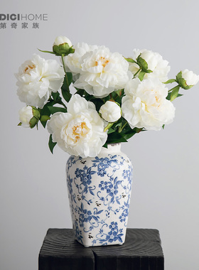 芍药牡丹仿真花摆设插花花瓶客厅装饰摆件中式餐桌花花艺假花花束