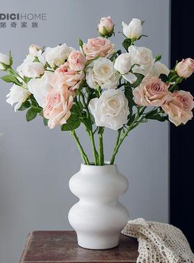 焦边月季干枯造型玫瑰仿真花客厅餐桌装饰花摆件假花高档插花摆设