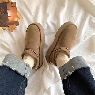 皮毛一体加厚保暖短筒棉鞋 周冬雨同款 潮 新款 厚底雪地靴女2025冬季