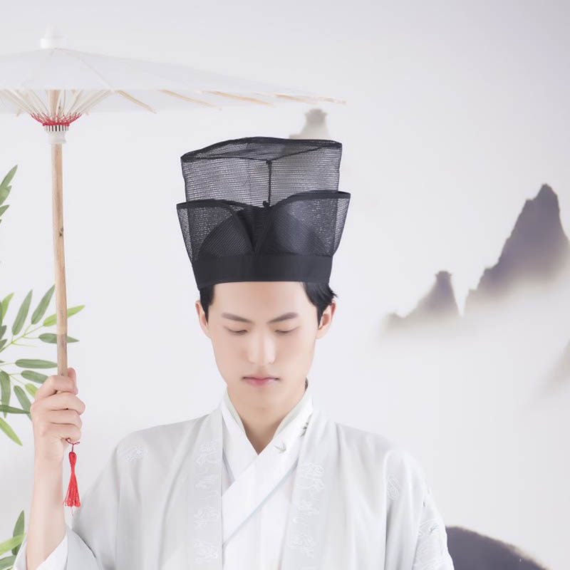 明代儒巾透网纱四方巾帽出租 宋代东坡巾汉服日常配帽租赁