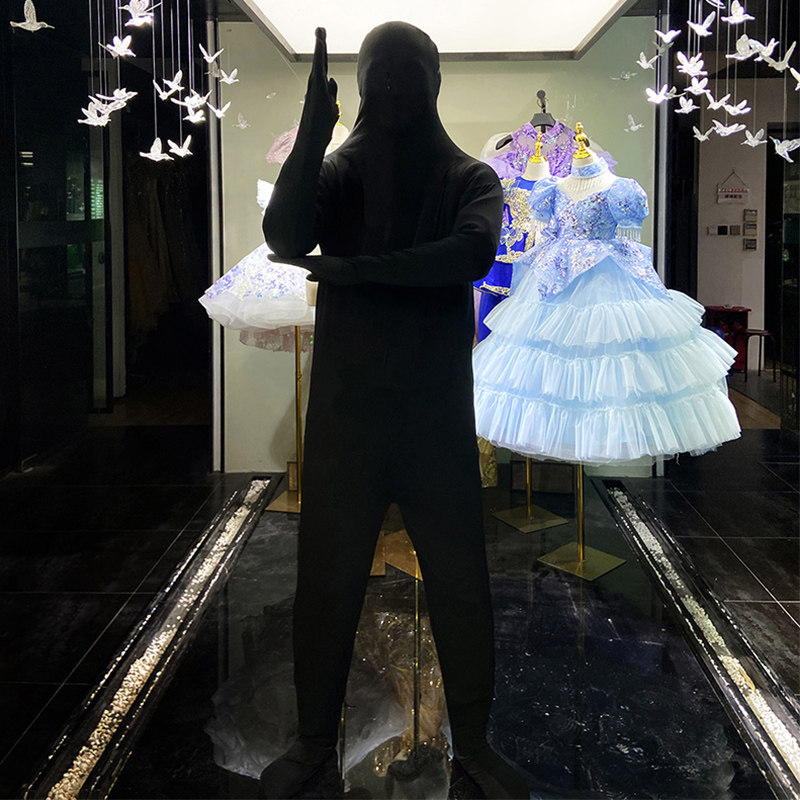 万圣节成人黑色吸血鬼cos蒙面人出租 黑衣人鬼衣连体舞蹈服装租赁