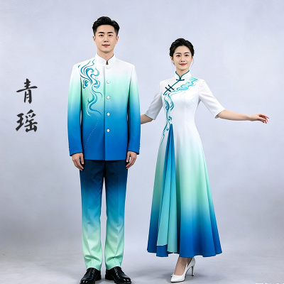 出租青瑶大合唱团舞台表演出服男女朗诵红歌比赛主持人礼服租赁