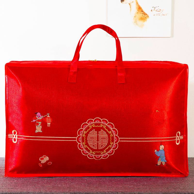 装枕芯的袋子大红色结婚枕头收纳袋婚庆枕手提袋包装礼品袋防潮袋