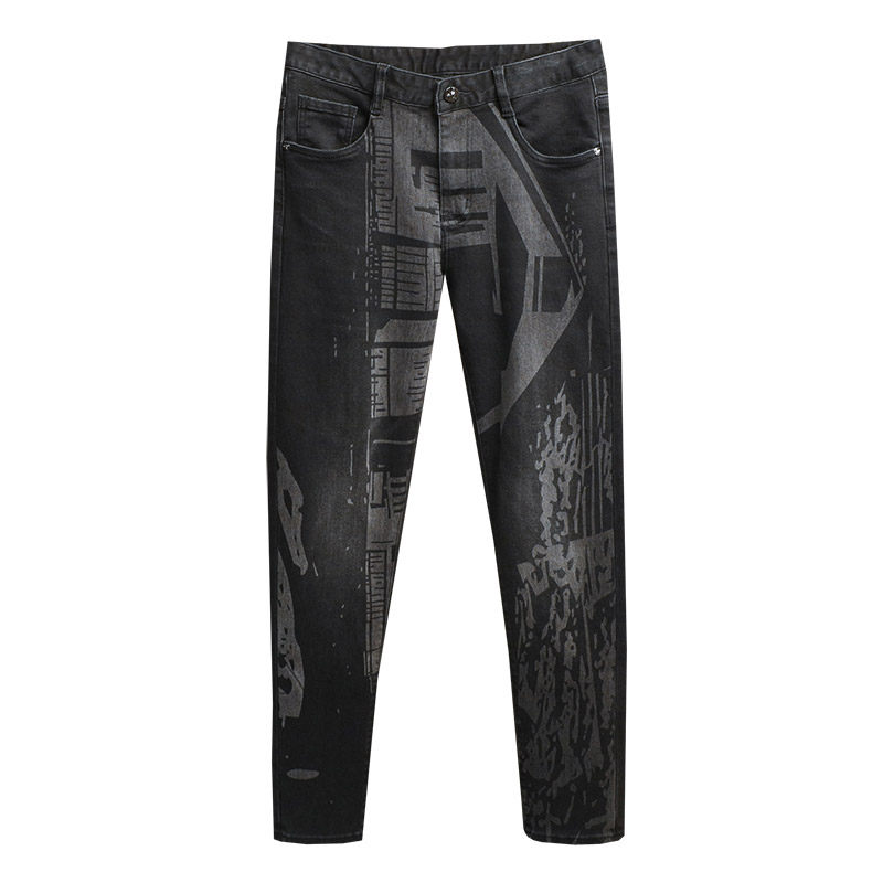 2025秋冬新款高品质修身弹力怀旧印花男士小直筒牛仔裤25372P140,商品下架区,钱塘6018（原3088）