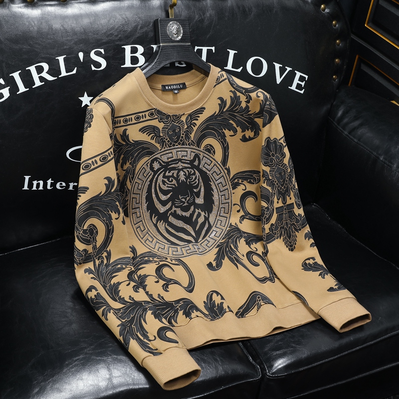 2025春装新款高档休闲烫钻印花男士长袖卫衣6891P105，男装卫衣，钱塘6018（原3088）