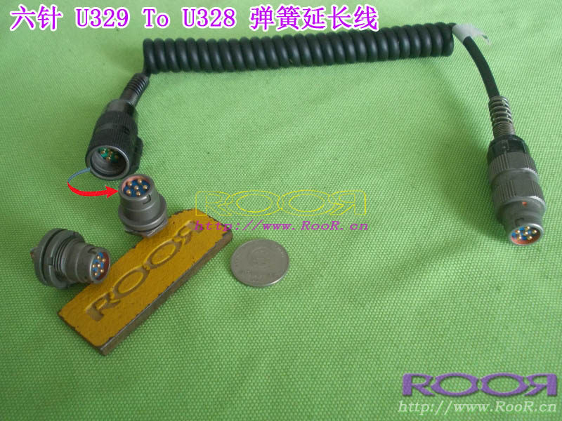 RooR 美国 军规对讲机 电台 弹簧线 U329 To U328 延长线