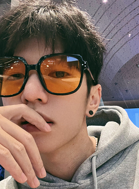 gm黄色方形墨镜男士开车太阳镜防紫外线强光女高级感ins素颜眼镜