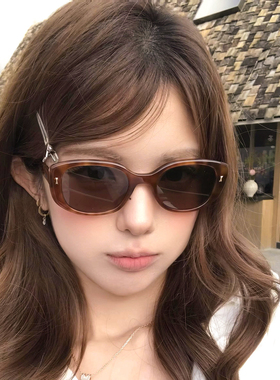 欧美复古玳瑁方框墨镜女潮时髦感方圆脸高级感遮阳防紫外线太阳镜