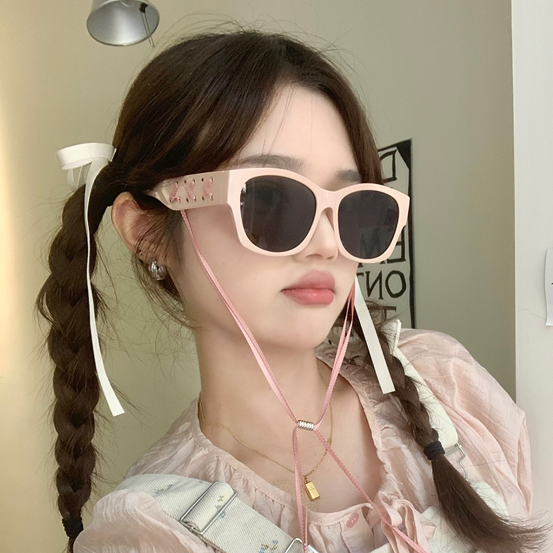 凹造型便携街拍嫩粉色墨镜韩版