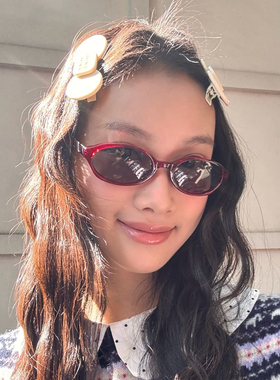 美式小框个性红色太阳镜女潮达人街拍时尚凹造型个性墨镜防紫外线