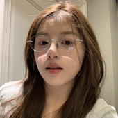 韩版 超轻镶钻无框眼镜女方圆脸显瘦高级感银色圆框素颜防蓝光镜