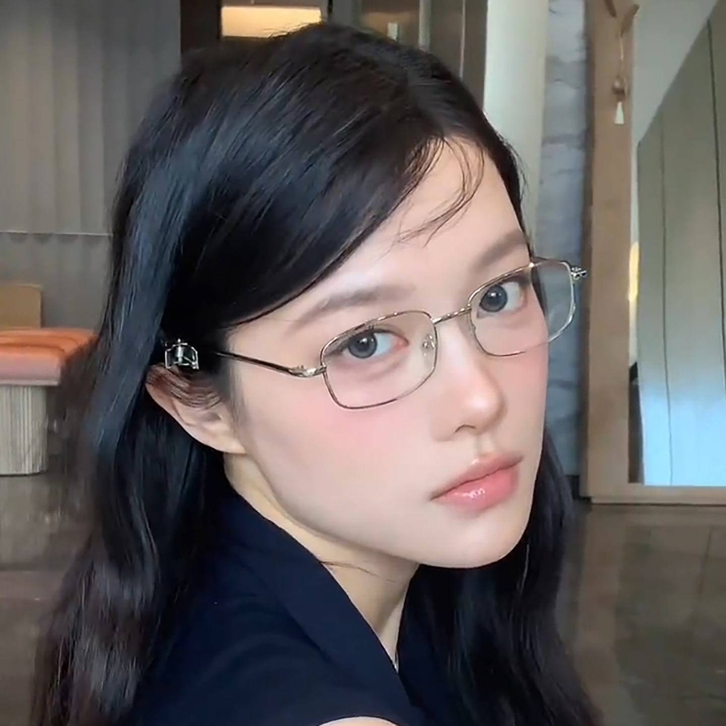 素颜银丝长方框眼镜女小脸清冷感时尚韩系甜妹防蓝光镜可配度数潮