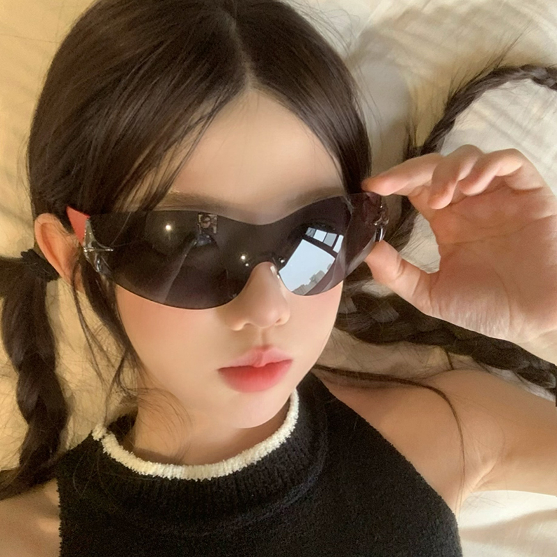 Y2K个性无框墨镜凹造型街拍网红同款复古防紫外线千禧风太阳镜潮