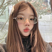 老钱风椭圆小框银色眼镜女韩系素颜显瘦学生高智感细框可配度数潮