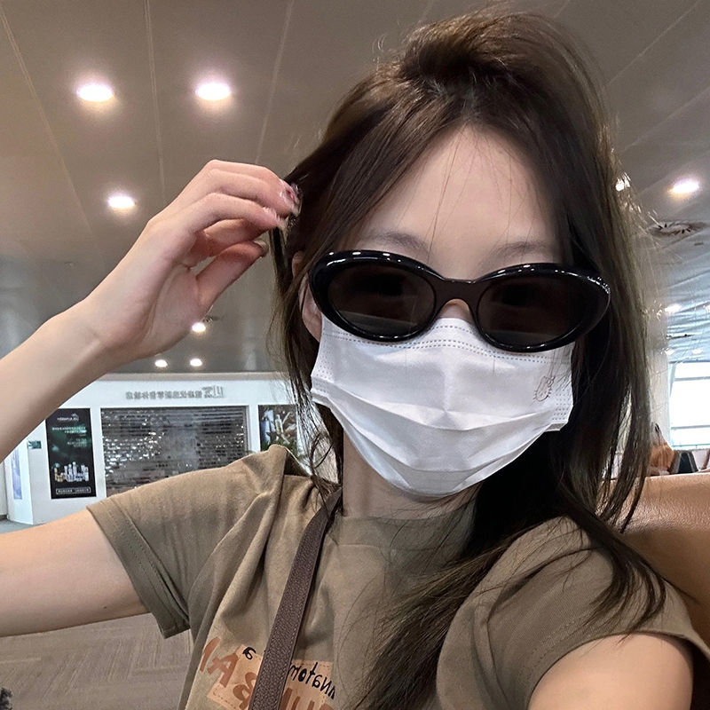 韩版复古椭圆高级感防紫外线墨镜