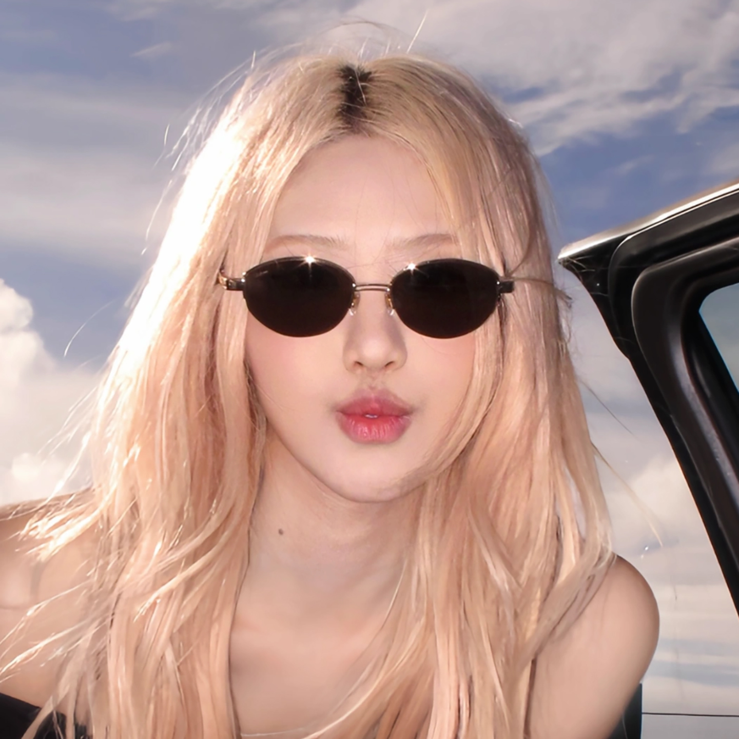 高级感老钱风椭圆形无框金属墨镜女潮圆脸显瘦防晒太阳镜防紫外线