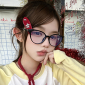 复古猫眼黑框眼镜女显脸小书呆子韩系超轻镜框学生可配度数ins风