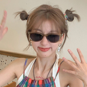 韩系甜妹茶色椭圆墨镜女小脸高级感夏季 摆拍防紫外线遮阳太阳镜男