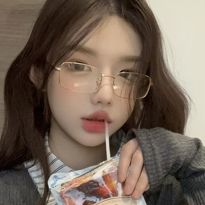 韩系素颜金丝方框眼镜女纯欲小脸显瘦学生萌妹高级感防蓝光镜框潮